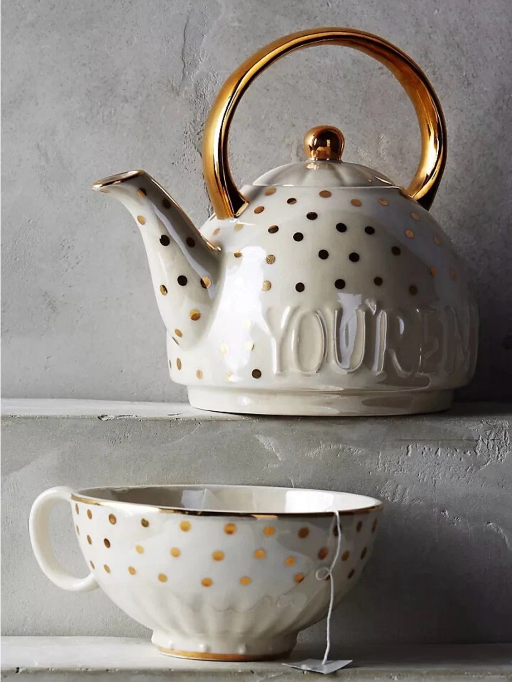 Anthropologie you’re my cup of tea tea pot and cup NWOB - Picture 2 of 8